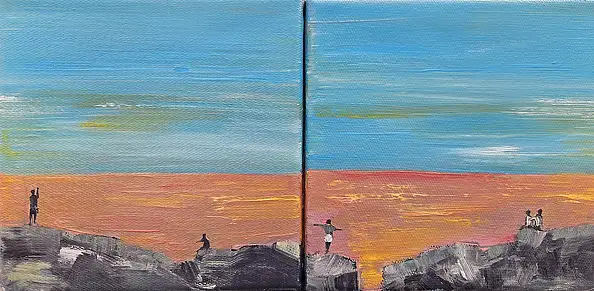 Mariusz Makuła, Sunset diptych, Oil painting - canvas, 20 x 20