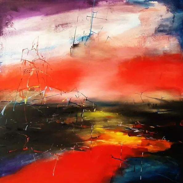 Lech Biernacki - Sunset over Milowka with strange phenomena in the sky (part 1 of a triptych)