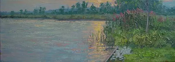 Wojciech Górecki - Zachód słońca nad jeziorem Wicko