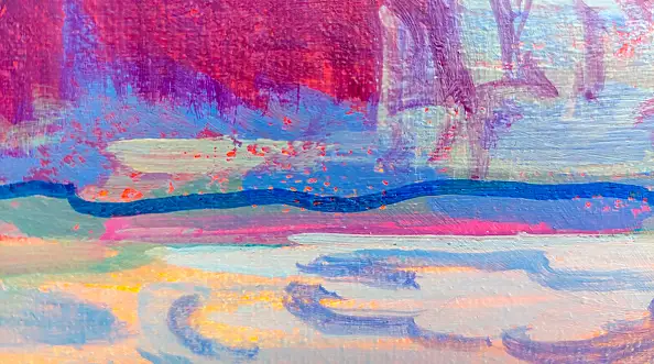 Anastasiia Kurkova, Zachodnia mgiełka, Obraz olejny - płótno, 50 x 18