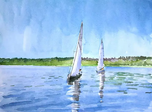 Zdzisław Rutkowski - Sails on Lake Necko - Augustów