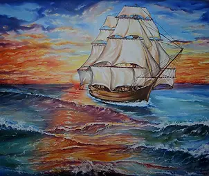   - Sailing ship at dusk