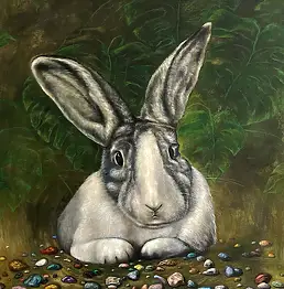 Jacek Lauda, Hase, Ölbild - Leinwand, 80 x 100
