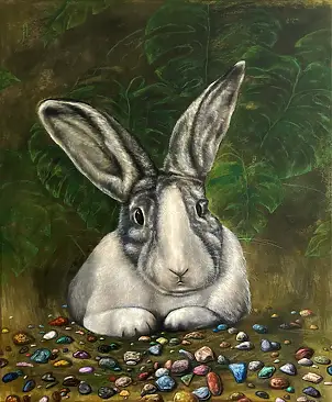 Jacek Lauda, Hare, Oil painting - canvas, 80 x 100