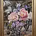 Jerzy Krok, "Eine Ecke im Garten, Rosen", Ölbild - Leinwand, 40 x 50
