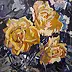 Jerzy Krok, "Eine Ecke im Garten, gelbe Rosen", Ölbild - Leinwand, 40 x 50