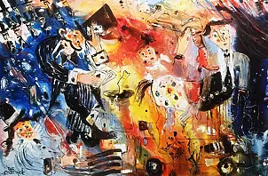 Dariusz Grajek, Zakochany centaur i......, Obraz akrylowy, Obraz olejny - płótno, 116 x 80