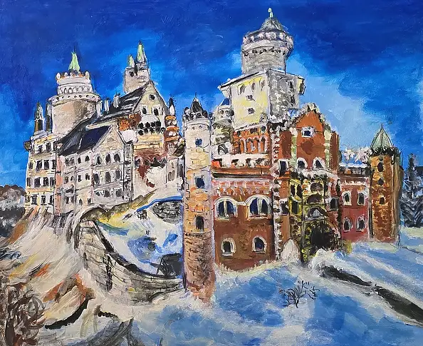 Krystyna Mościszko, Castello di Checina, Dipinto acrilico - tela, 50 x 40
