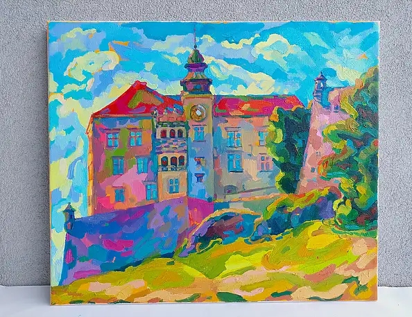 Anastasiia Kurkova, Zamek Pieskowa Skała, Obraz olejny - płótno, 70 x 60