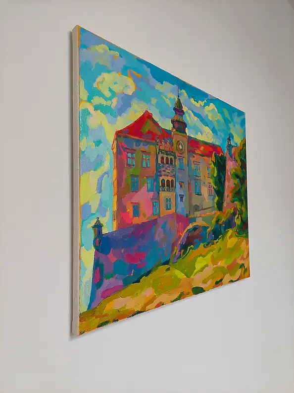 Anastasiia Kurkova, Zamek Pieskowa Skała, Obraz olejny - płótno, 70 x 60