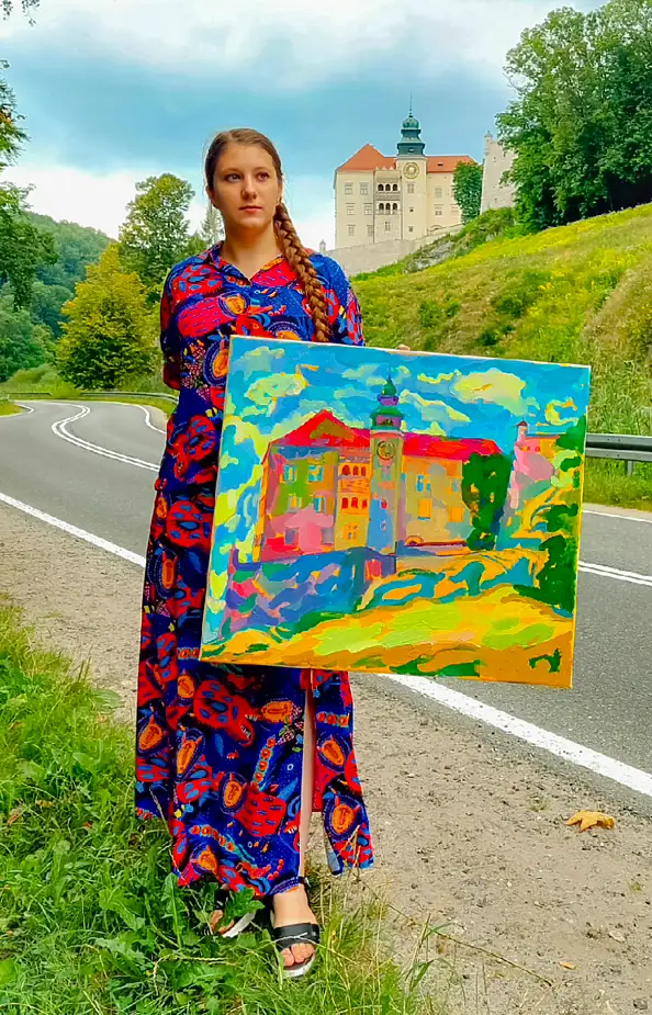 Anastasiia Kurkova, Zamek Pieskowa Skała, Obraz olejny - płótno, 70 x 60