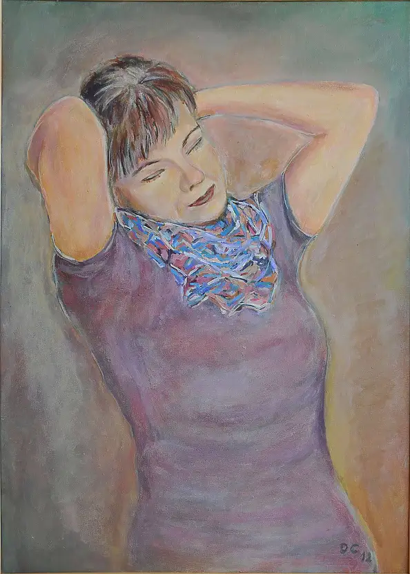 Danuta Czyżyk, Thoughtfulness, Acrylic painting - canvas, 50 x 70