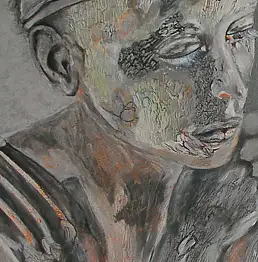 Stanislaw Boguslawski, Задумчивая в пепле., Акрилова картина - холст, 50 x 70