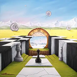 . ASENSIR, Sinking into Memory / "Time" series, Acrylic painting - canvas, 60 x 60