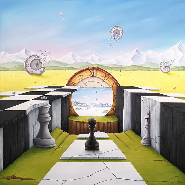 . ASENSIR, Sinking into Memory / "Time" series, Acrylic painting - canvas, 60 x 60