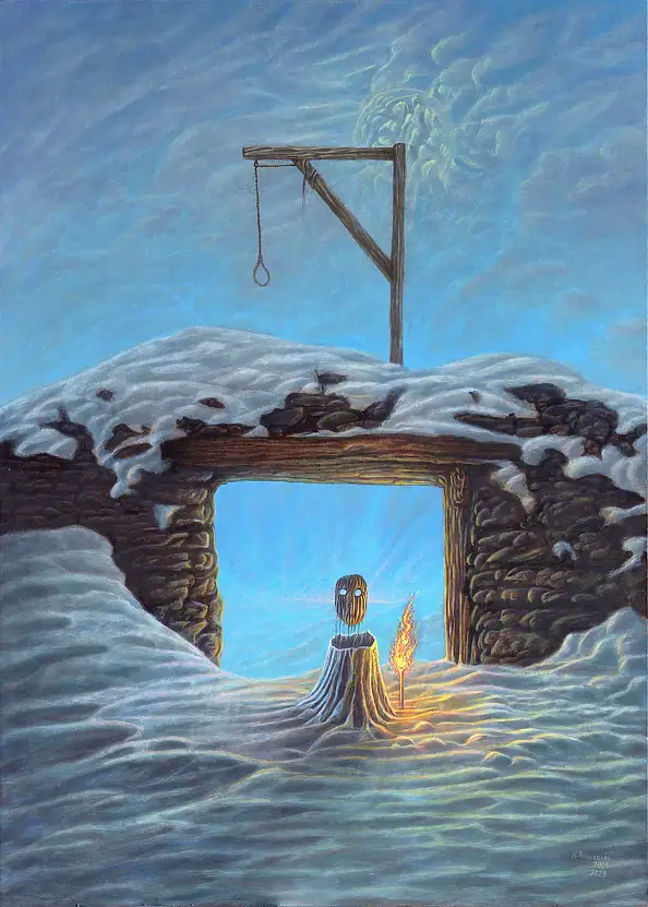 Krzysztof Polaczenko, Sospeso, Dipinto acrilico - pannello, 50 x 70