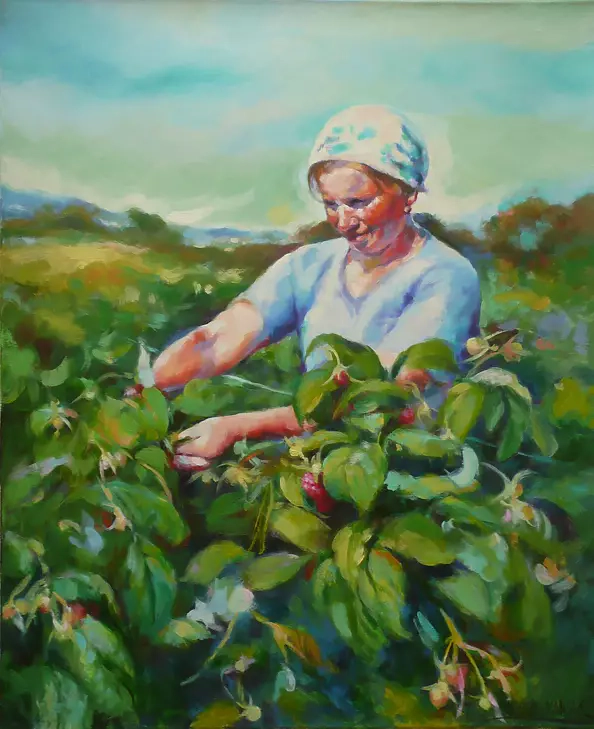 Barbara Gulbinowicz - Collecting raspberries