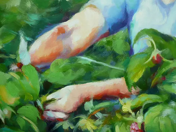 Barbara Gulbinowicz - Collecting raspberries