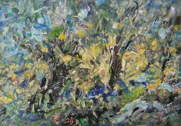 Eryk Maler, Willows, Green-Blue Wind, 70x100, Oil painting - canvas, 100 x 70