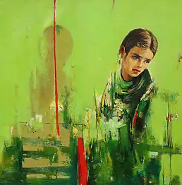 Grzegorz Mitręga, зеленый, Масляная картина - холст, 100 x 80