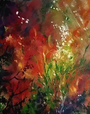 Marta Milewska, Ziemia i Ogień , Obraz akrylowy - płótno, 40 x 50