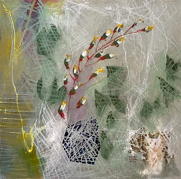 Anna Lupa Suchy, Zielony rytm, Obraz olejny - płótno, 15 x 29