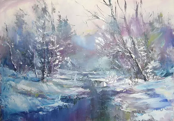 Kazimierz Komarnicki - Zima. Świt nad rzeką