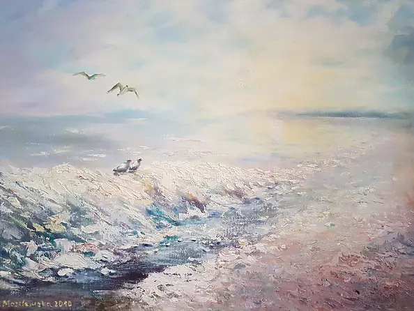 Bożena Mozolewska - Zima na plaży w Grzybowie