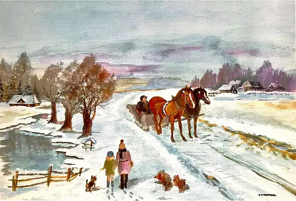 Ewa Zakrzewska - Winter in the countryside.