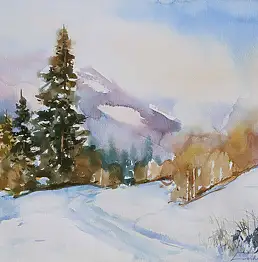 Kazimierz Twardowski, Зима в горах, Акварелі - папір, 70 x 50