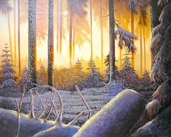 Jacek Łoziński - Winter in the forest Oil on canvas 100 / 80cm.