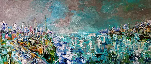 Jerzy Stachura - Winter in the fishing port