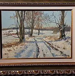 Wojciech Górecki, Зимняя дорога I, Масляная картина - холст, 40 x 30