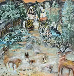 Krystyna Mościszko - Winter Charm, 50x50x1 cm, canvas