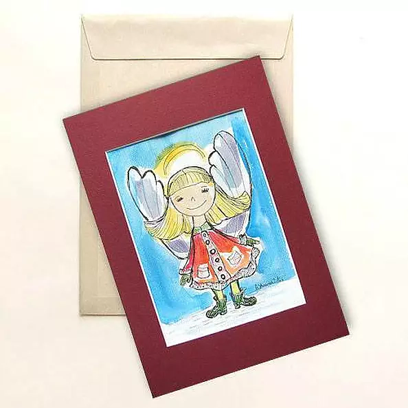 Anna Skowronek - Winter angel, watercolor, hand painted picture