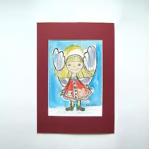 Anna Skowronek - Winter angel, watercolor, hand painted picture