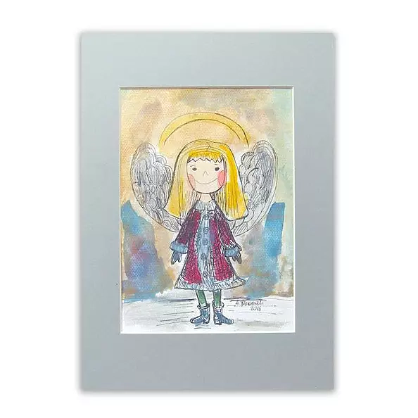 Anna Skowronek - Winter angel, watercolor, hand painted picture