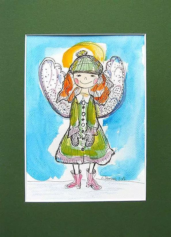Anna Skowronek - Winter angel, hand-painted watercolor image