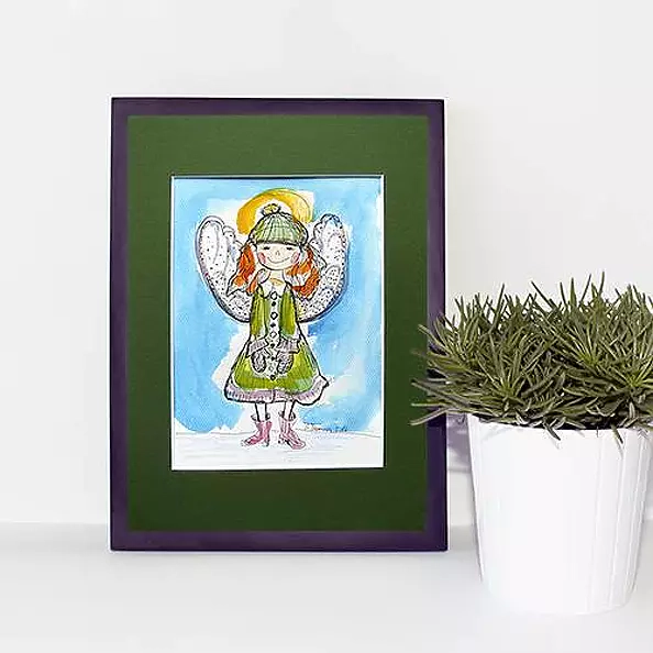 Anna Skowronek - Winter angel, hand-painted watercolor image