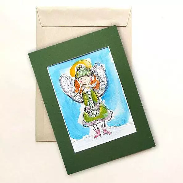 Anna Skowronek - Winter angel, hand-painted watercolor image