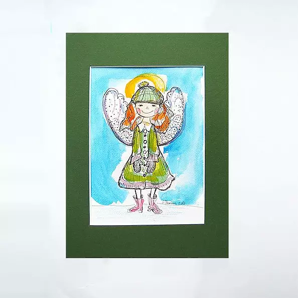 Anna Skowronek - Winter angel, hand-painted watercolor image