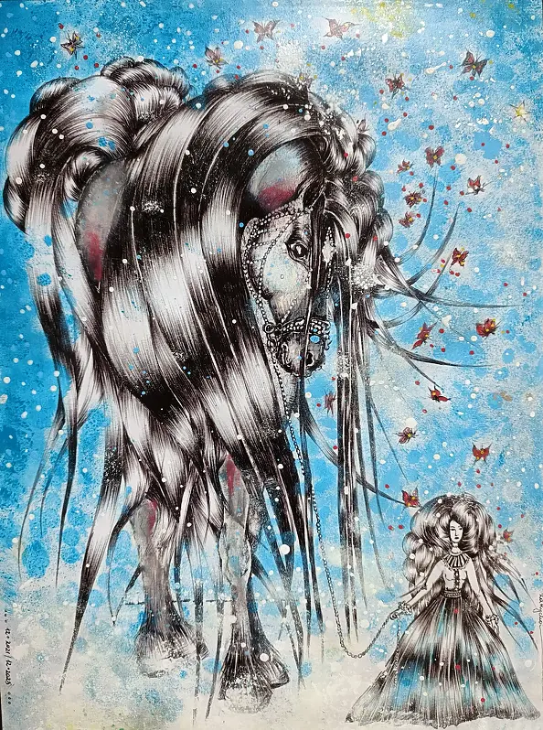 Anna Zarzycka - Winter Landscape - Thumbelina and the Horse