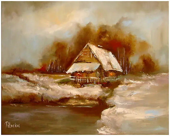 Grażyna Potocka - Winter morning oil painting 40cm-50cm