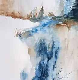Adriana Laube, "Zimowy wodospad", Akwarele - papier, 42 x 59
