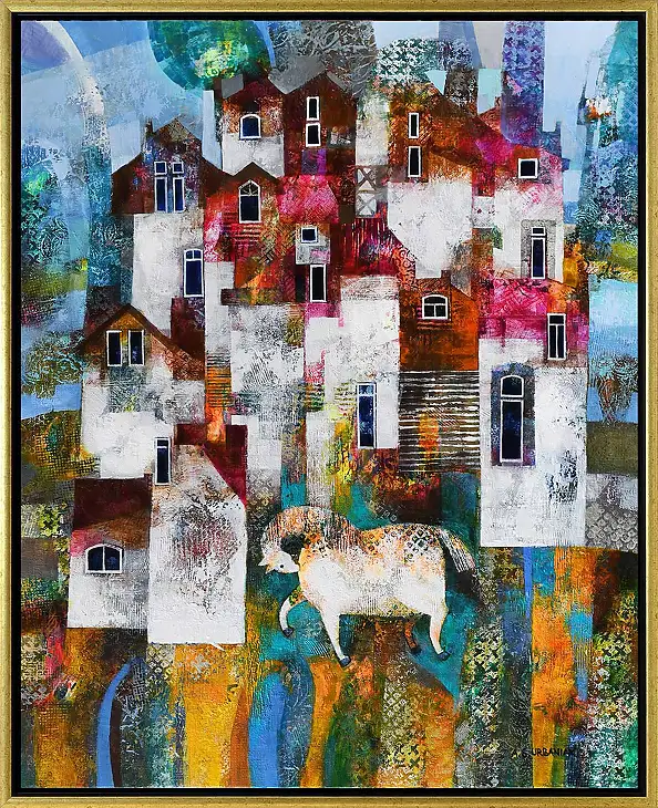 Alicja Słaboń Urbaniak, Golden horse., Oil painting - canvas, 65 x 81