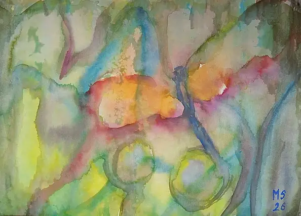 Marzena Salwowska, Zlot Motyli Anno Domini 2026/Trawa i kwiat, Akwarele - papier, 42 x 30