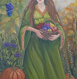 Luba Santkiewicz, Der goldene Herbst bringt Geschenke, Acrylgemälde - Leinwand, 50 x 70