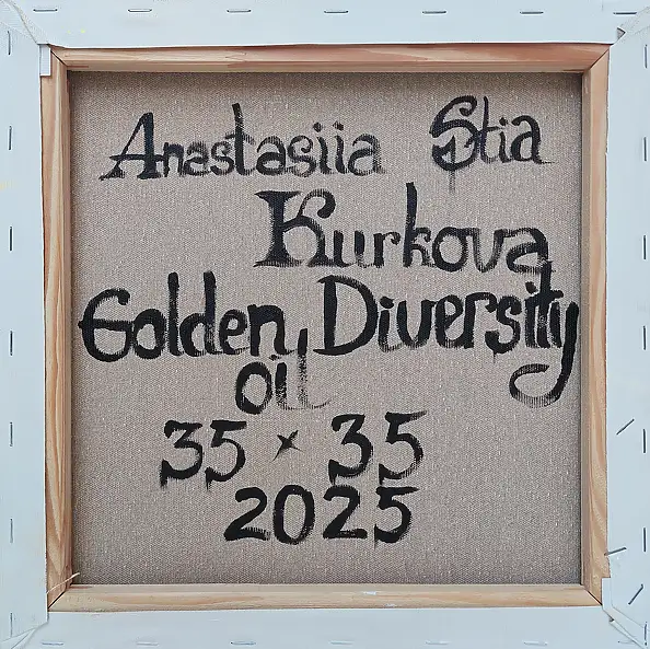 Anastasiia Kurkova, Złota różnorodność, Obraz olejny - płótno, 35 x 35