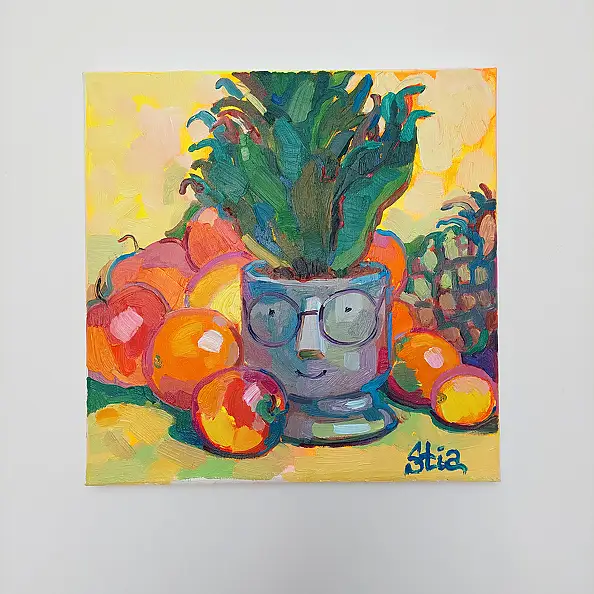 Anastasiia Kurkova, Złota różnorodność, Obraz olejny - płótno, 35 x 35