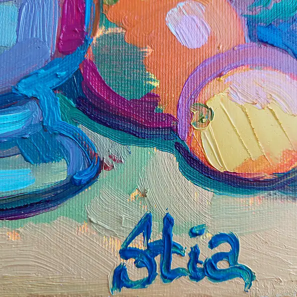 Anastasiia Kurkova, Złota różnorodność, Obraz olejny - płótno, 35 x 35